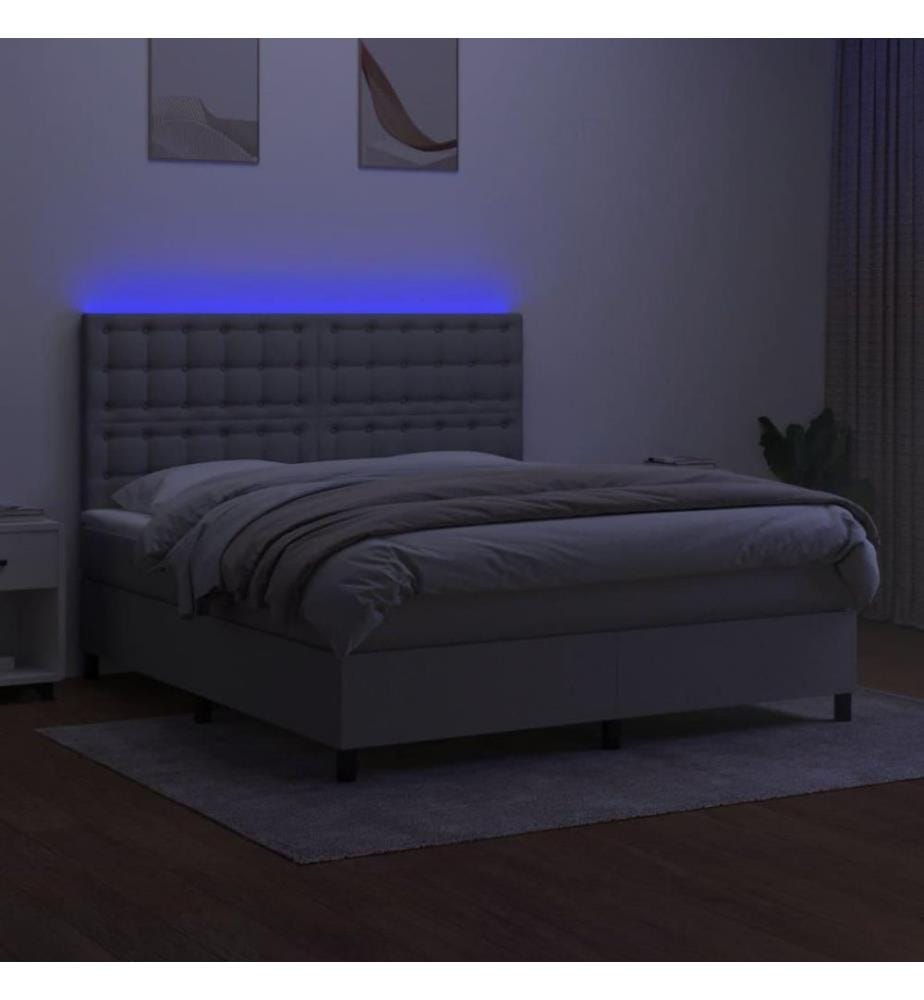 Boxspringbett mit Matratze & LED Hellgrau 180x200 cm Stoff