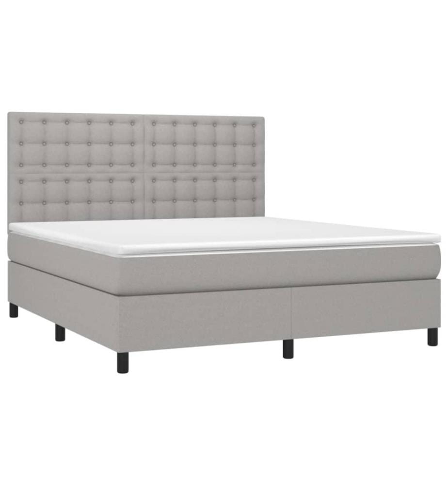 Boxspringbett mit Matratze Hellgrau 180x200 cm Stoff