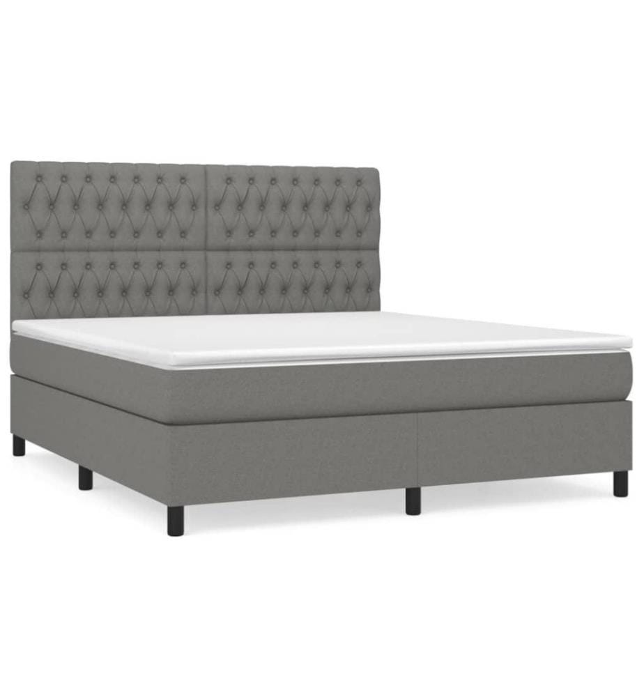 Boxspringbett mit Matratze Dunkelgrau 180x200 cm Stoff