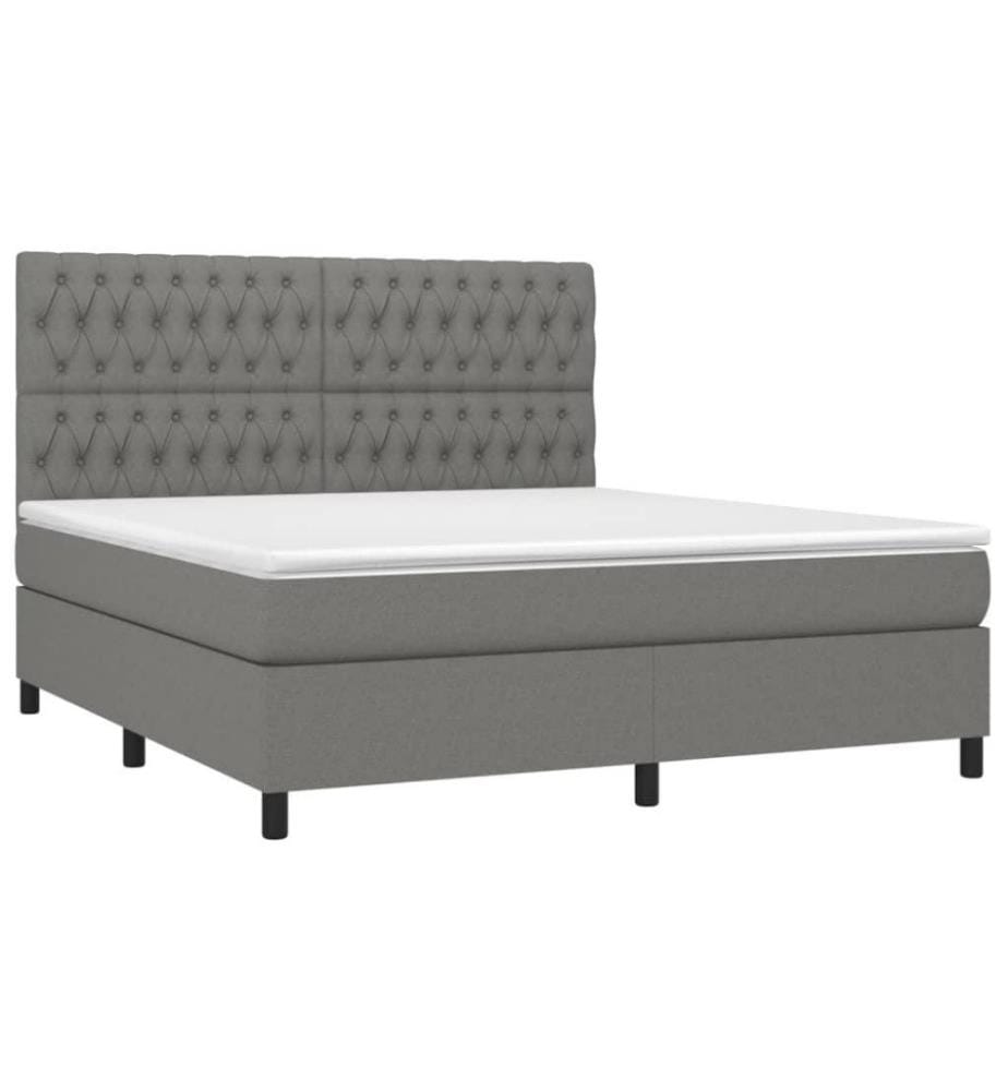 Boxspringbett mit Matratze Dunkelgrau 180x200 cm Stoff
