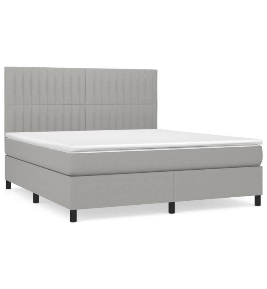 Boxspringbett mit Matratze Hellgrau 160x200 cm Stoff