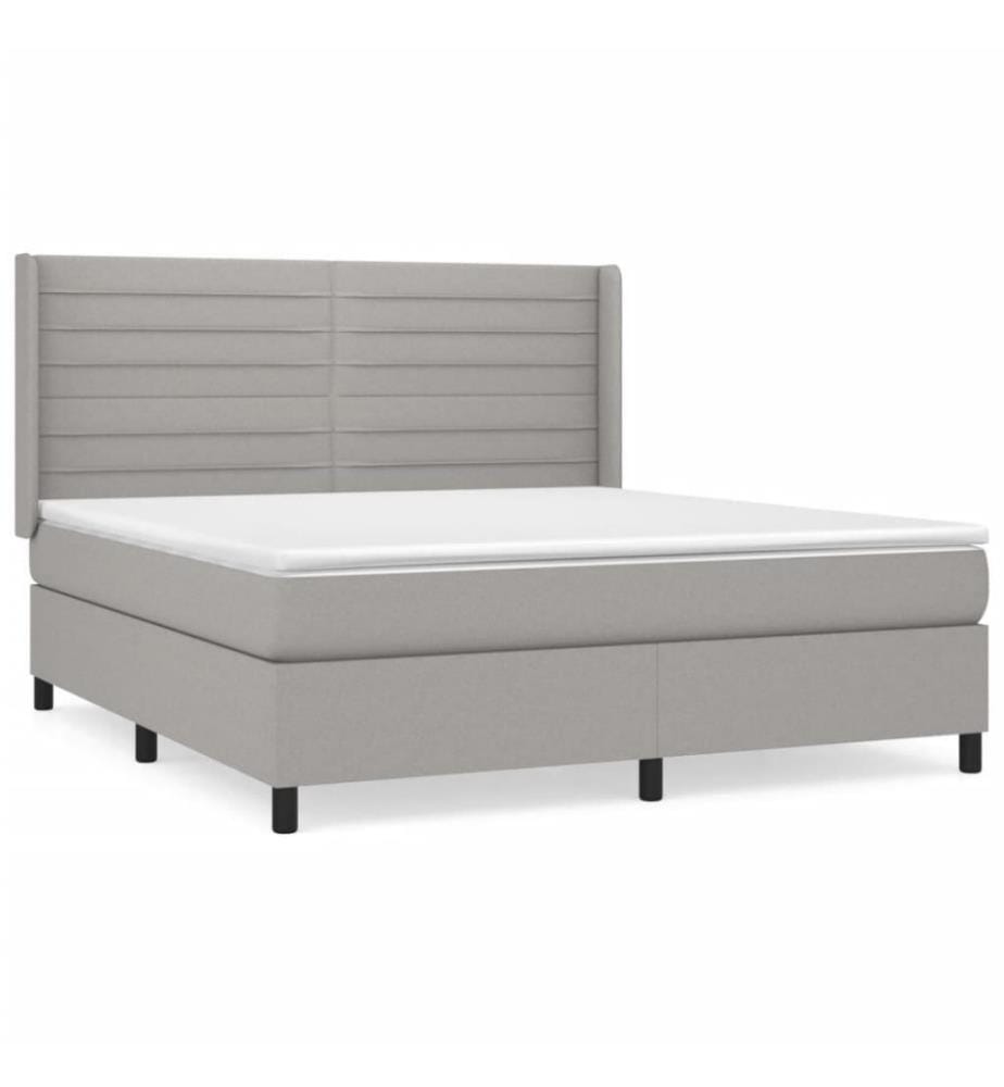 Boxspringbett mit Matratze Hellgrau 160x200 cm Stoff