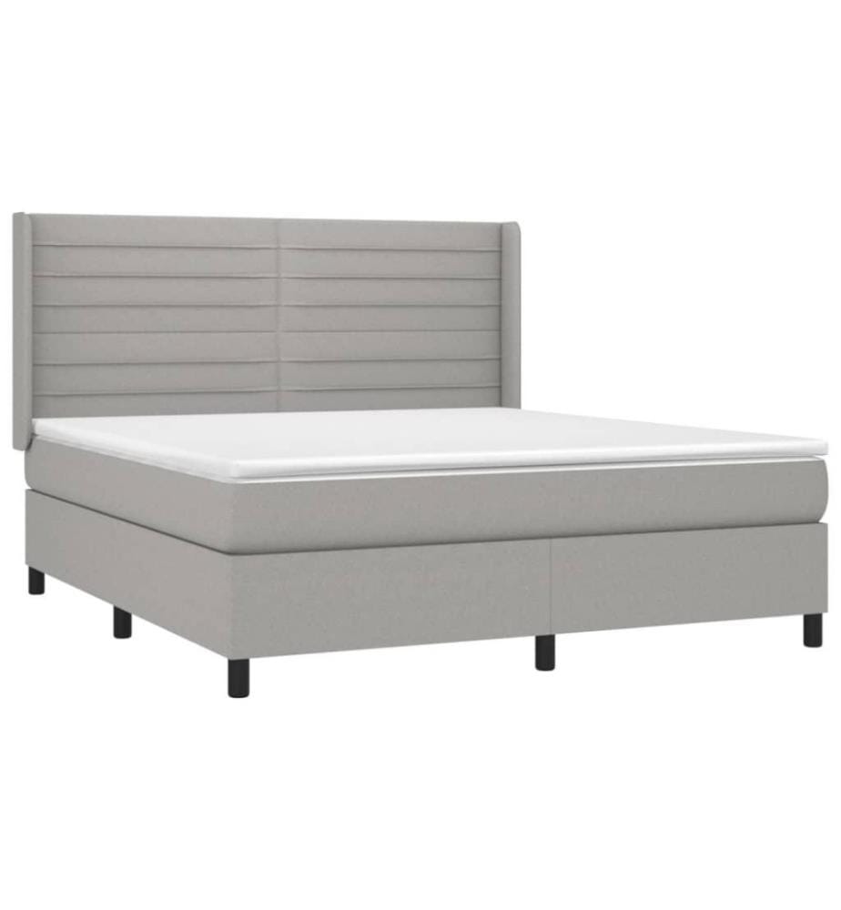 Boxspringbett mit Matratze Hellgrau 160x200 cm Stoff