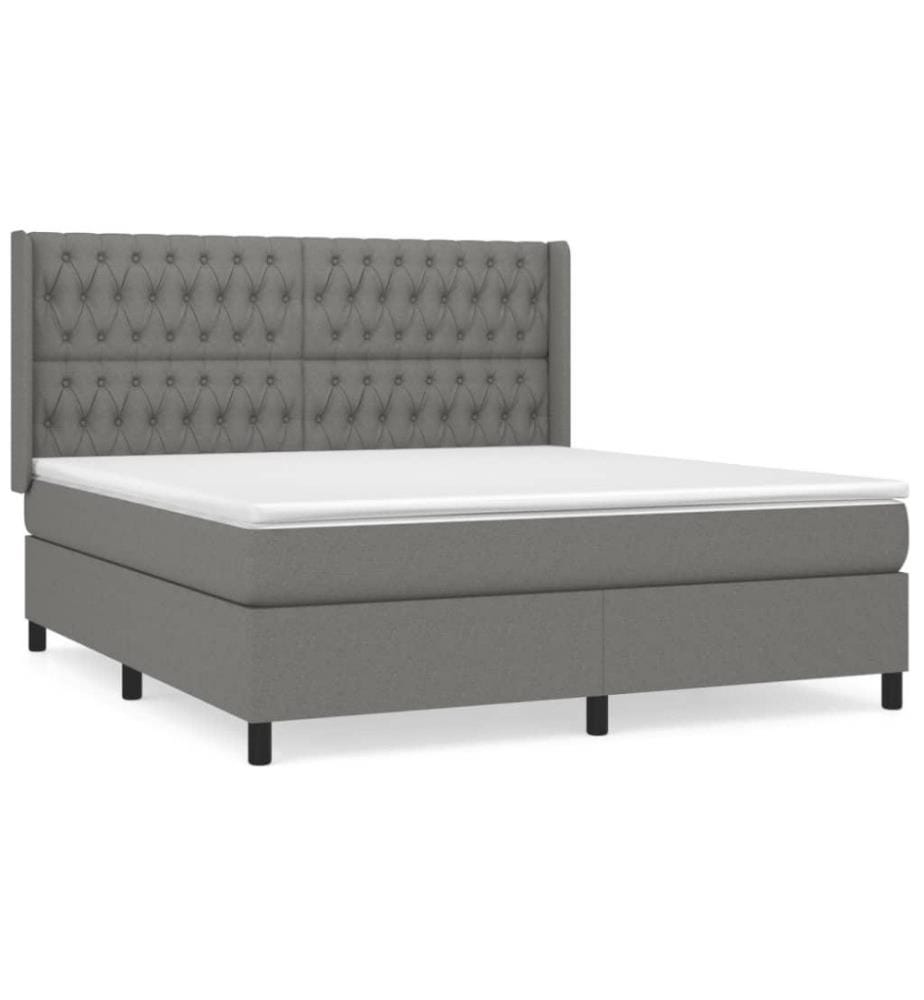 Boxspringbett mit Matratze Dunkelgrau 180x200 cm Stoff