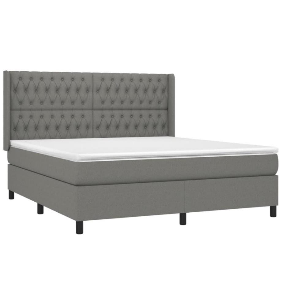 Boxspringbett mit Matratze Dunkelgrau 180x200 cm Stoff