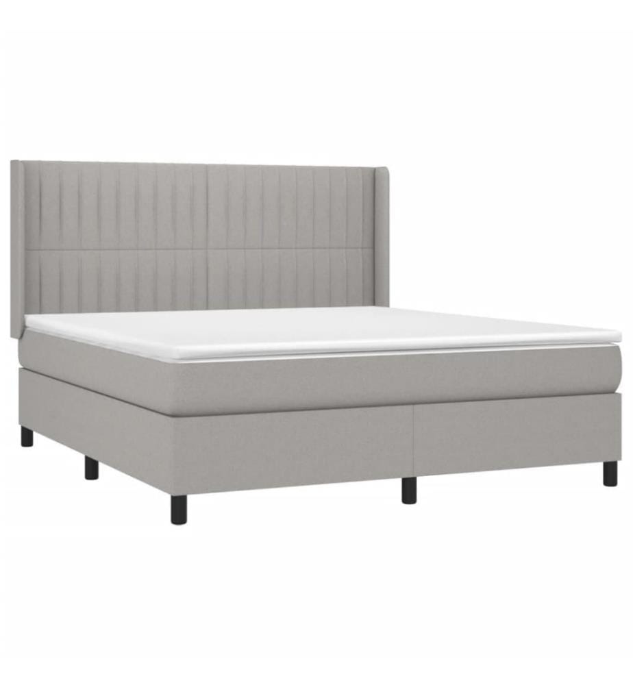 Boxspringbett mit Matratze & LED Hellgrau 160x200 cm Stoff