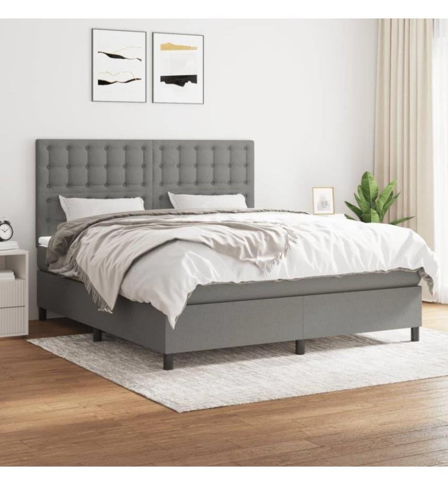 Boxspringbett mit Matratze Dunkelgrau 160x200 cm Stoff