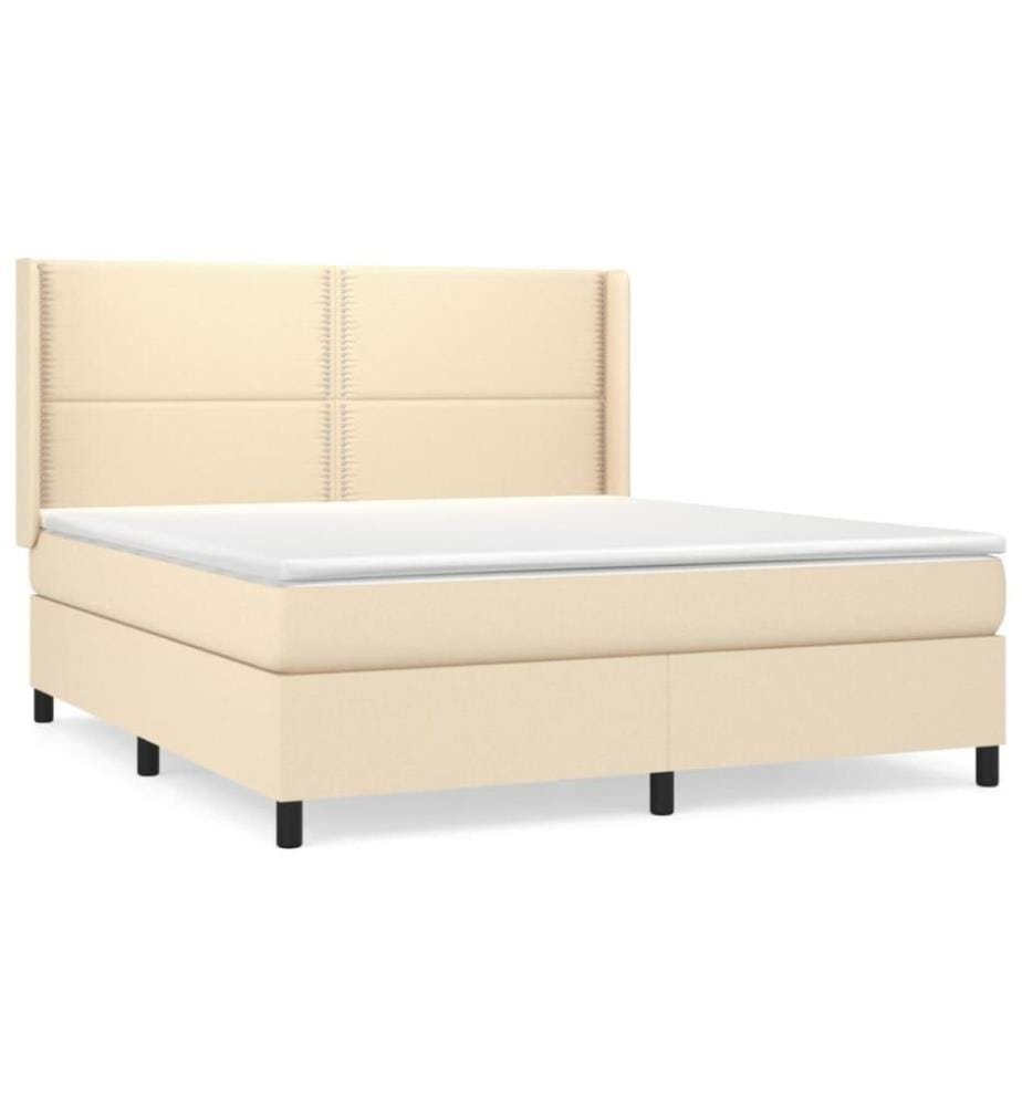 Boxspringbett mit Matratze Creme 180x200 cm Stoff