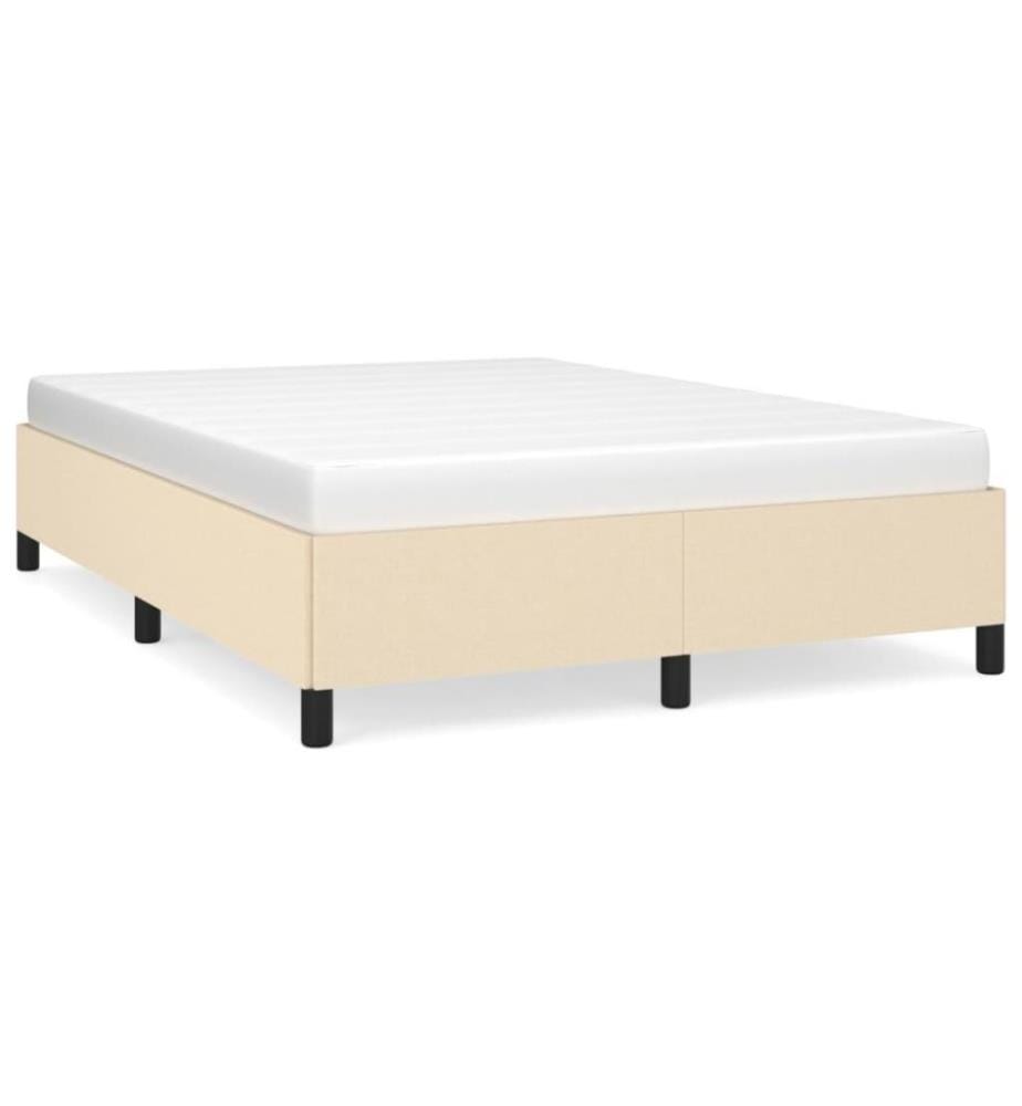 Cadre de lit Crème 140x190 cm Tissu