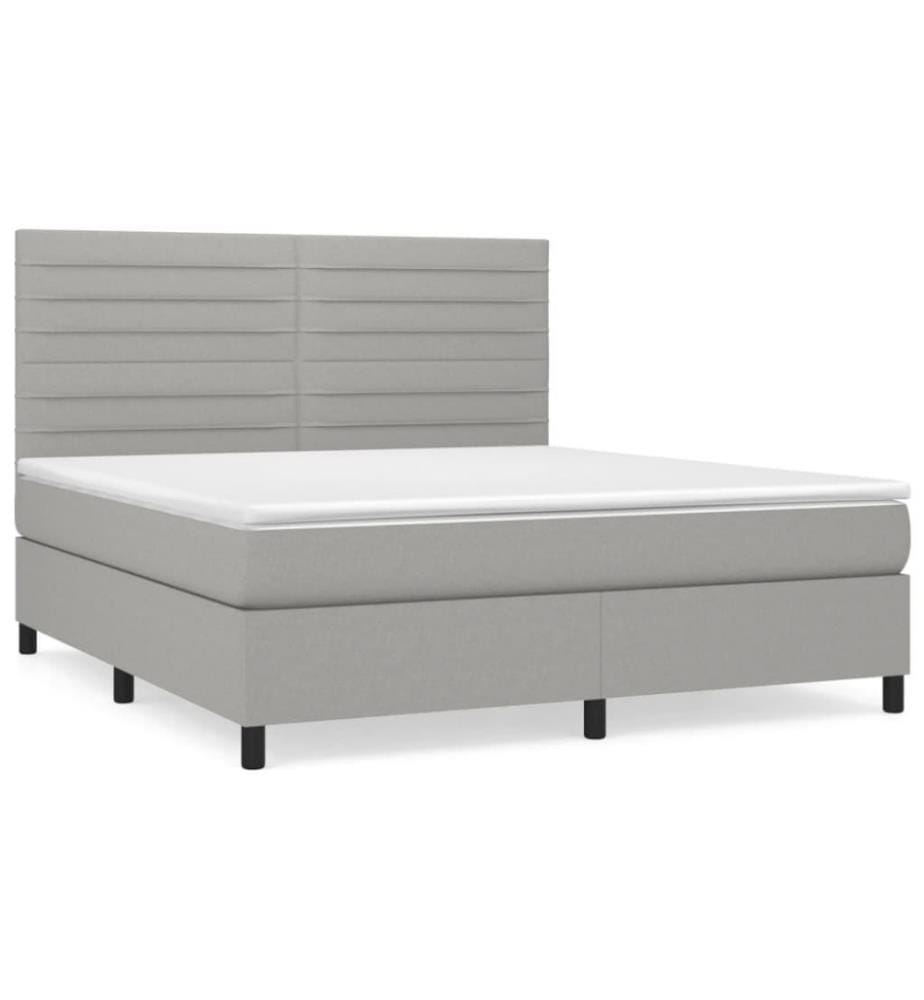 Boxspringbett mit Matratze Hellgrau 160x200 cm Stoff