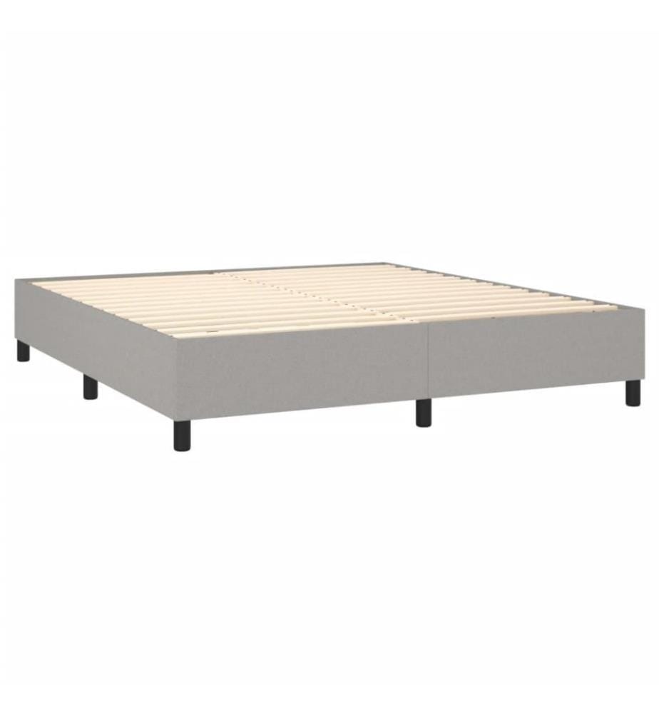 Boxspringbett mit Matratze & LED Hellgrau 160x200 cm Stoff