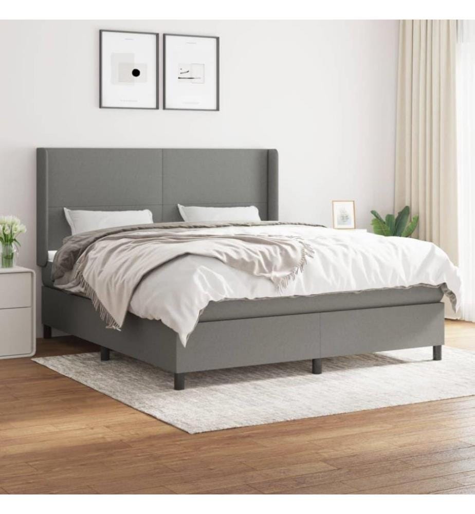 Boxspringbett mit Matratze Dunkelgrau 160x200 cm Stoff