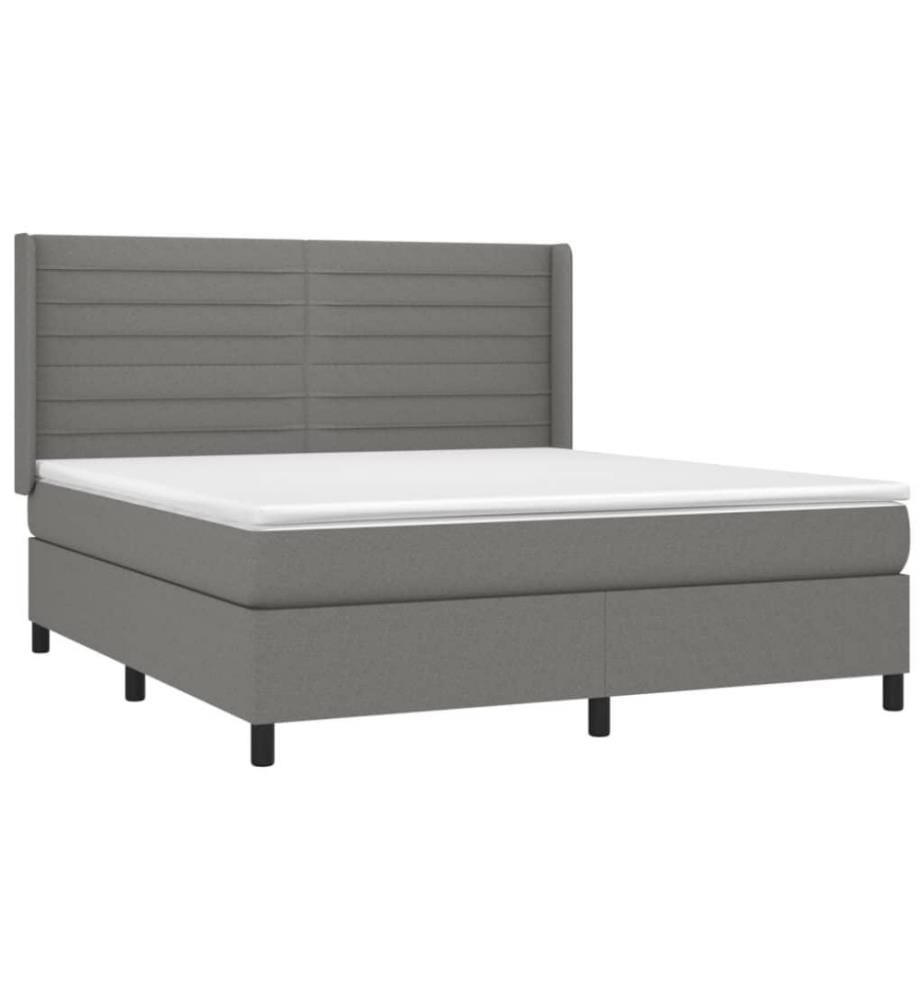 Boxspringbett mit Matratze & LED Dunkelgrau 160x200 cm Stoff