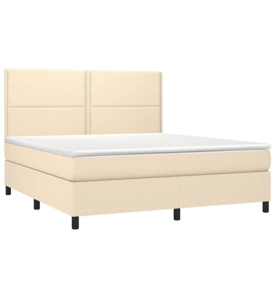 Boxspringbett mit Matratze & LED Creme 180x200 cm Stoff