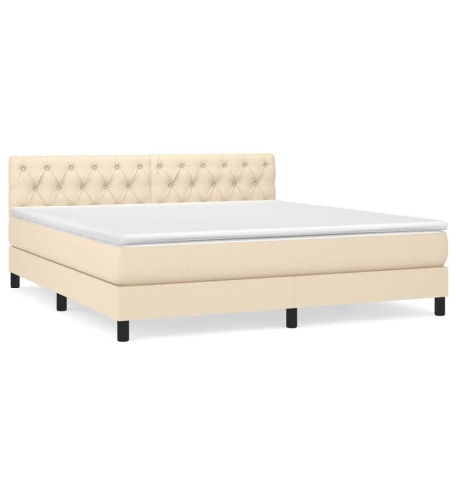 Boxspringbett mit Matratze Creme 160x200 cm Stoff