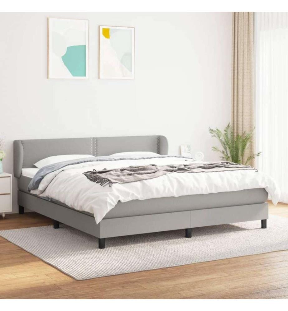 Boxspringbett mit Matratze Hellgrau 160x200 cm Stoff