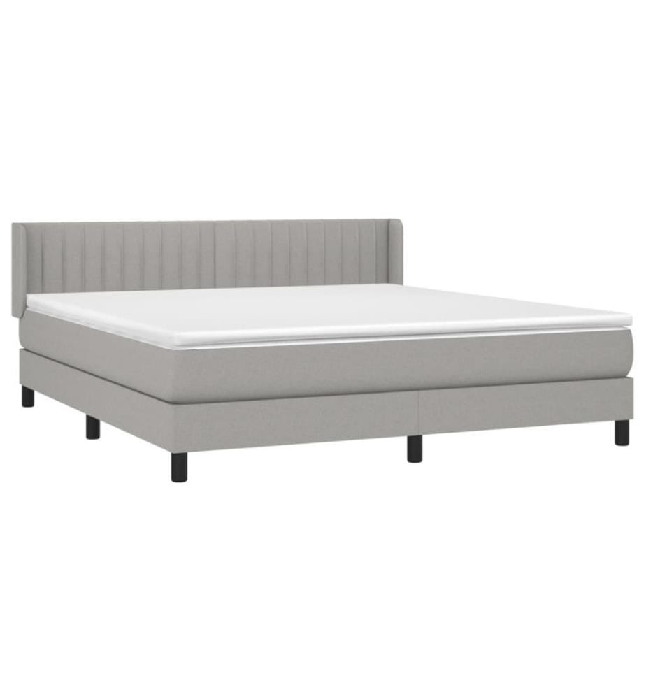 Boxspringbett mit Matratze Hellgrau 160x200 cm Stoff