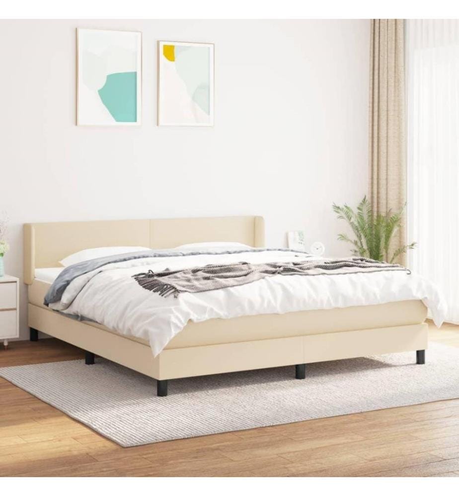 Boxspringbett mit Matratze Creme 160x200 cm Stoff