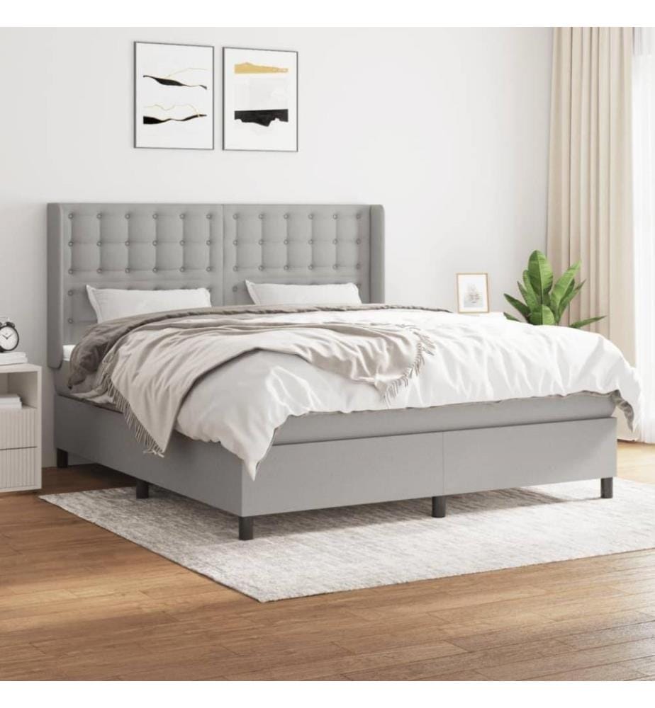 Boxspringbett mit Matratze Hellgrau 180x200 cm Stoff