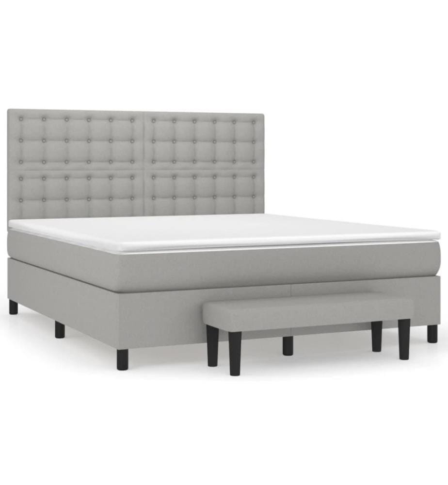 Boxspringbett mit Matratze Hellgrau 180x200 cm Stoff