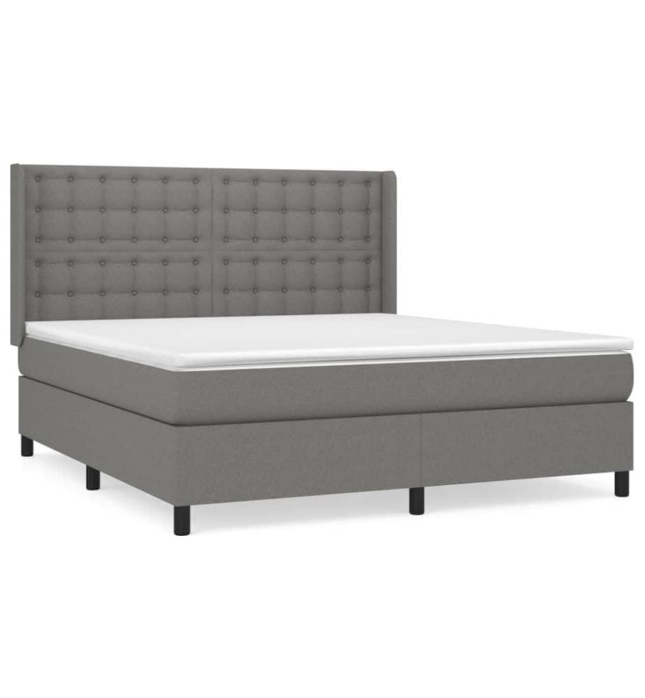 Boxspringbett mit Matratze Dunkelgrau 160x200 cm Stoff