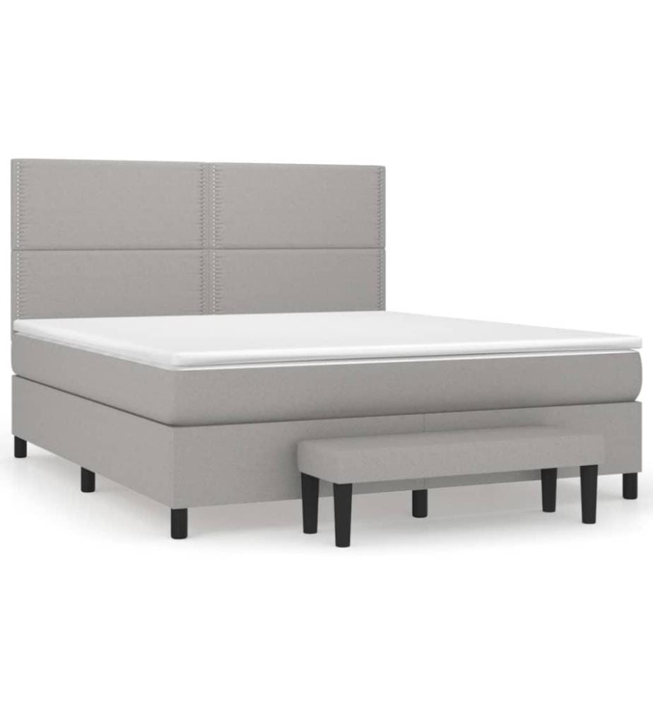 Boxspringbett mit Matratze Hellgrau 160x200 cm Stoff