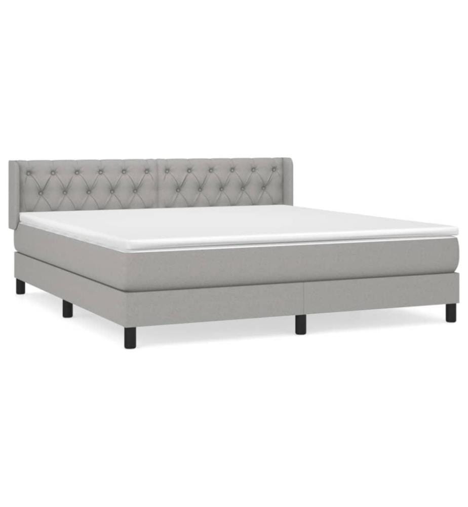 Boxspringbett mit Matratze Hellgrau 160x200 cm Stoff
