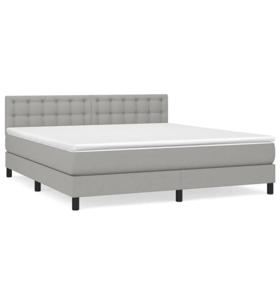 Boxspringbett mit Matratze Hellgrau 160x200 cm Stoff