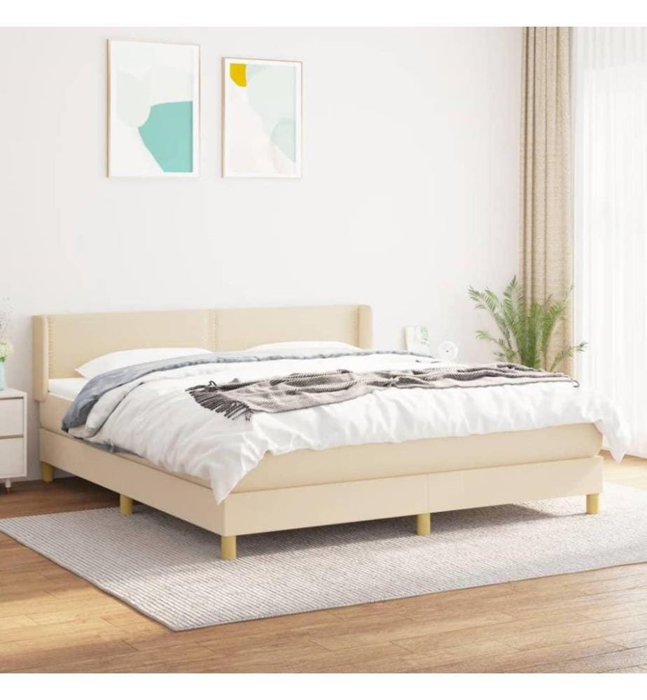 Boxspringbett mit Matratze Creme 180x200 cm Stoff
