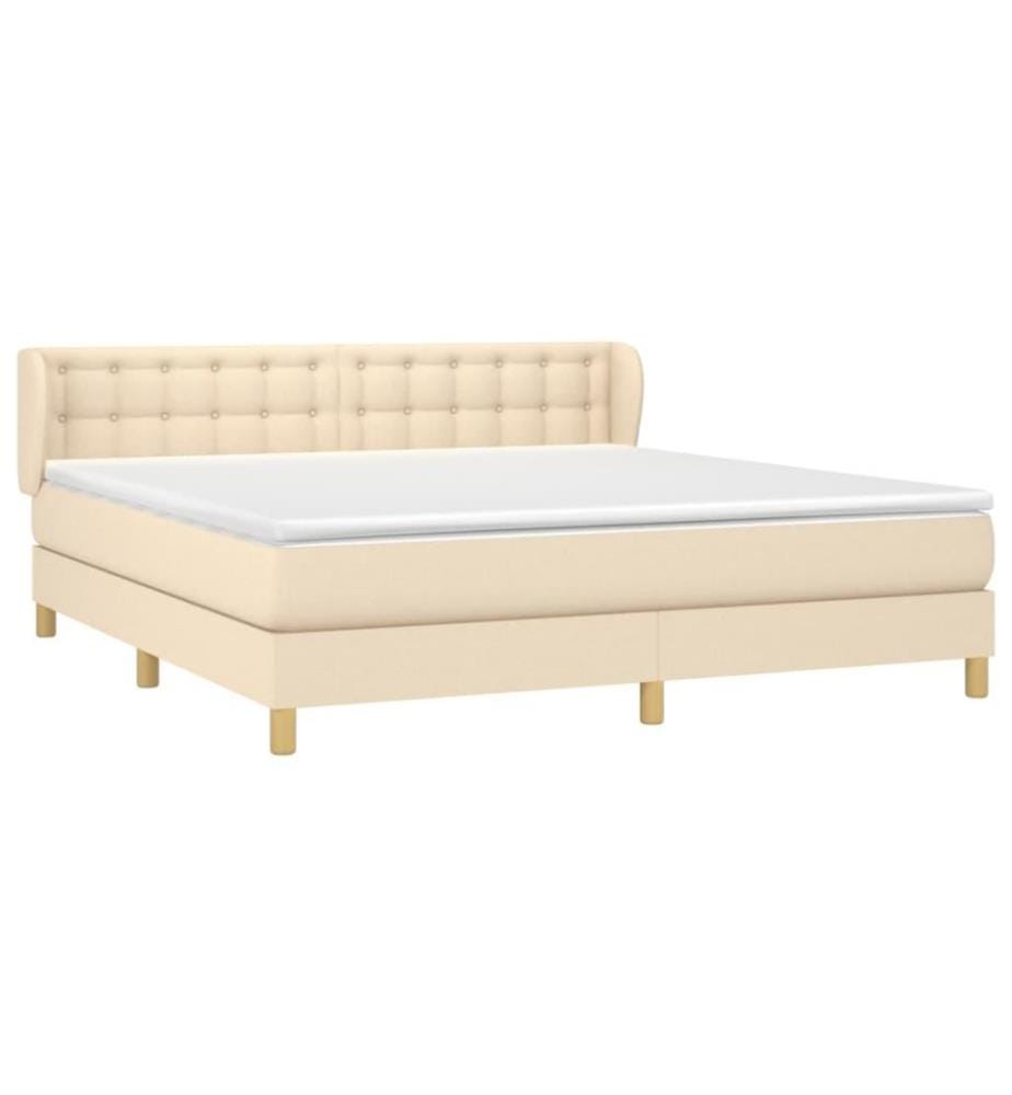 Boxspringbett mit Matratze Creme 180x200 cm Stoff