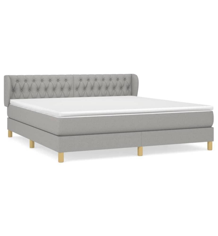Boxspringbett mit Matratze Hellgrau 180x200 cm Stoff
