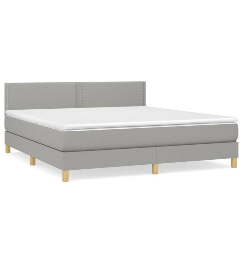 Boxspringbett mit Matratze Hellgrau 180x200 cm Stoff