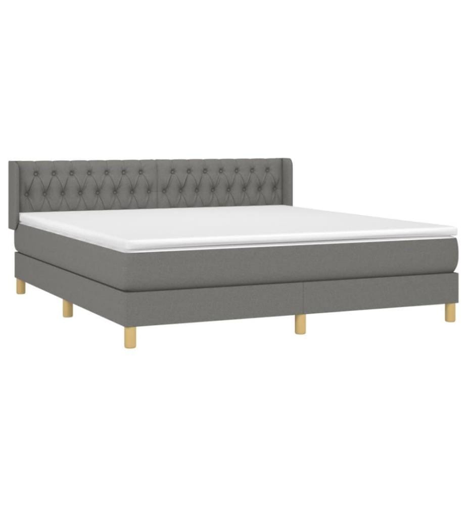 Boxspringbett mit Matratze Dunkelgrau 180x200 cm Stoff
