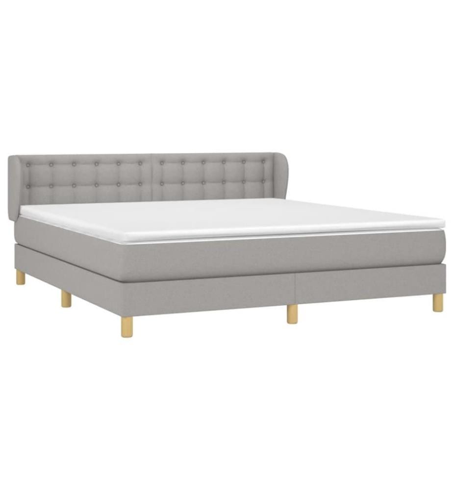 Boxspringbett mit Matratze Hellgrau 180x200 cm Stoff