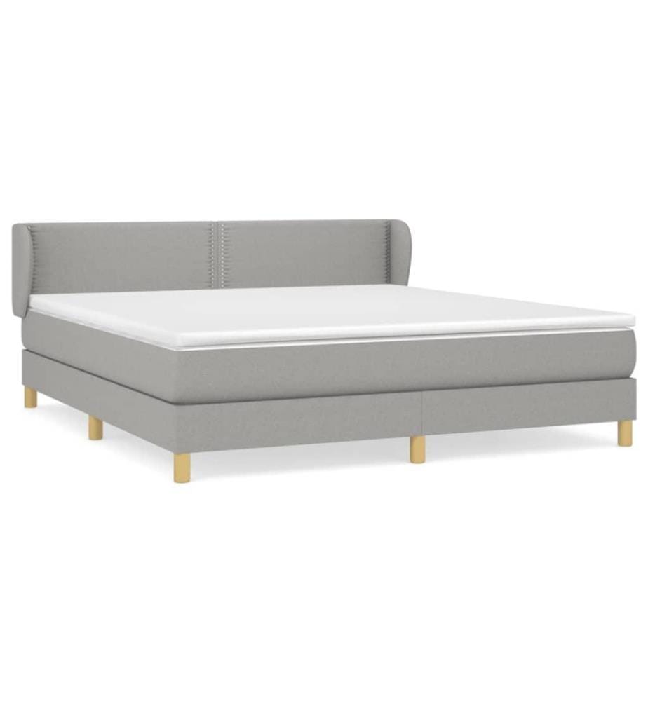 Boxspringbett mit Matratze Hellgrau 180x200 cm Stoff