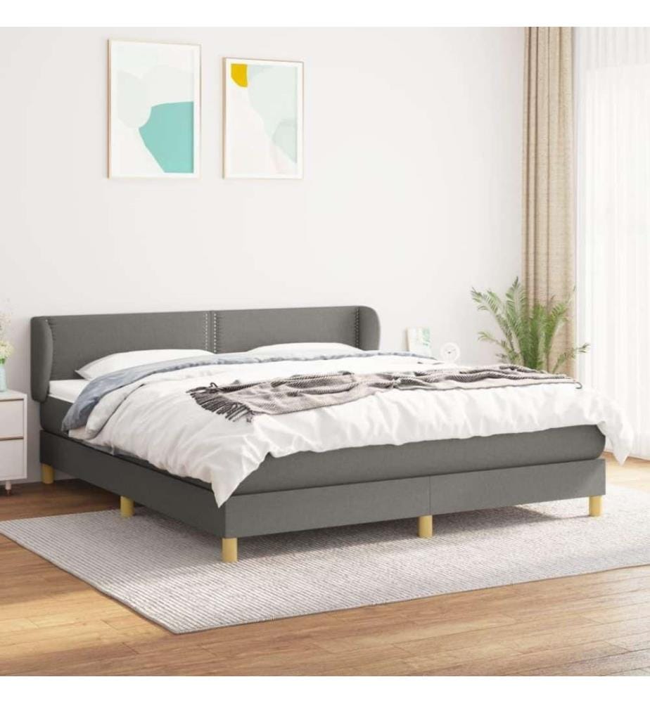 Boxspringbett mit Matratze Dunkelgrau 180x200 cm Stoff