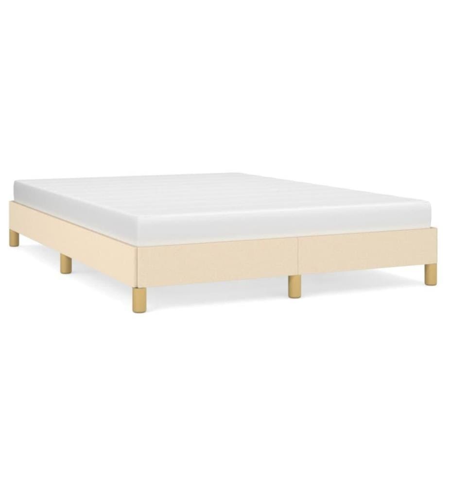 Cadre de lit Crème 140x190 cm Tissu