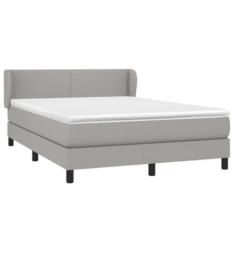 Boxspringbett mit Matratze Hellgrau 140x200 cm Stoff