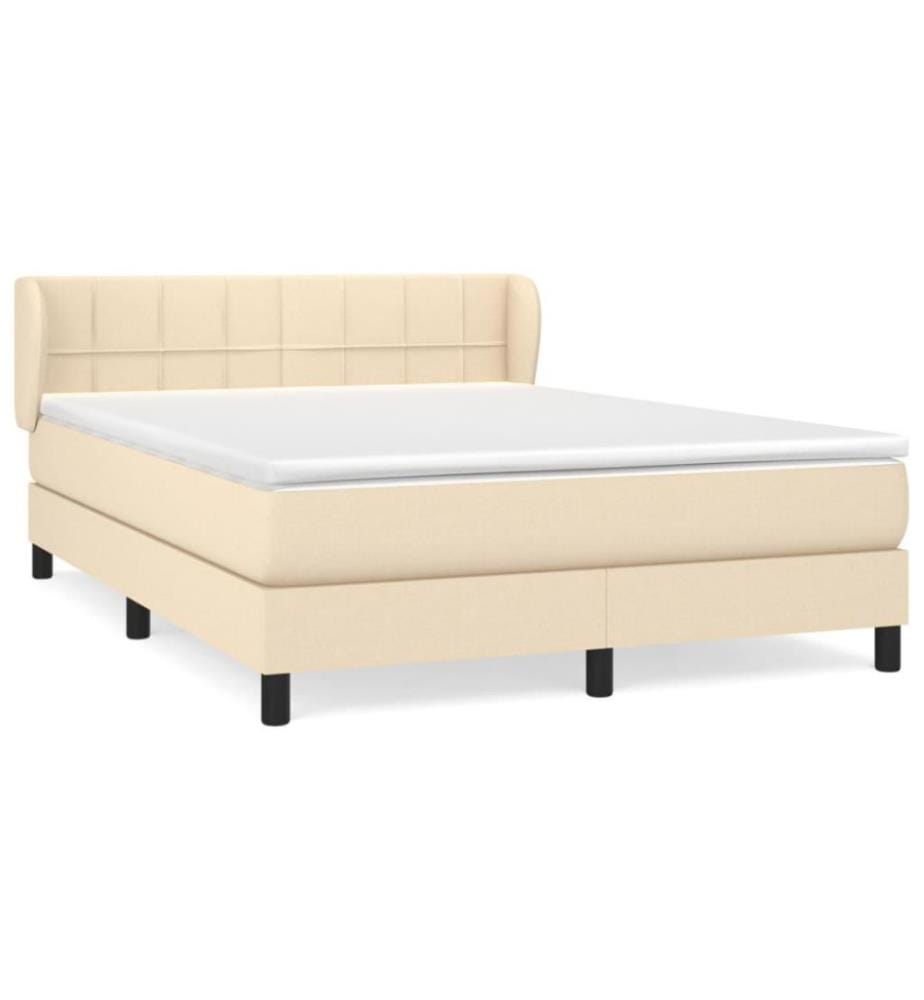 Boxspringbett mit Matratze Creme 140x200 cm Stoff
