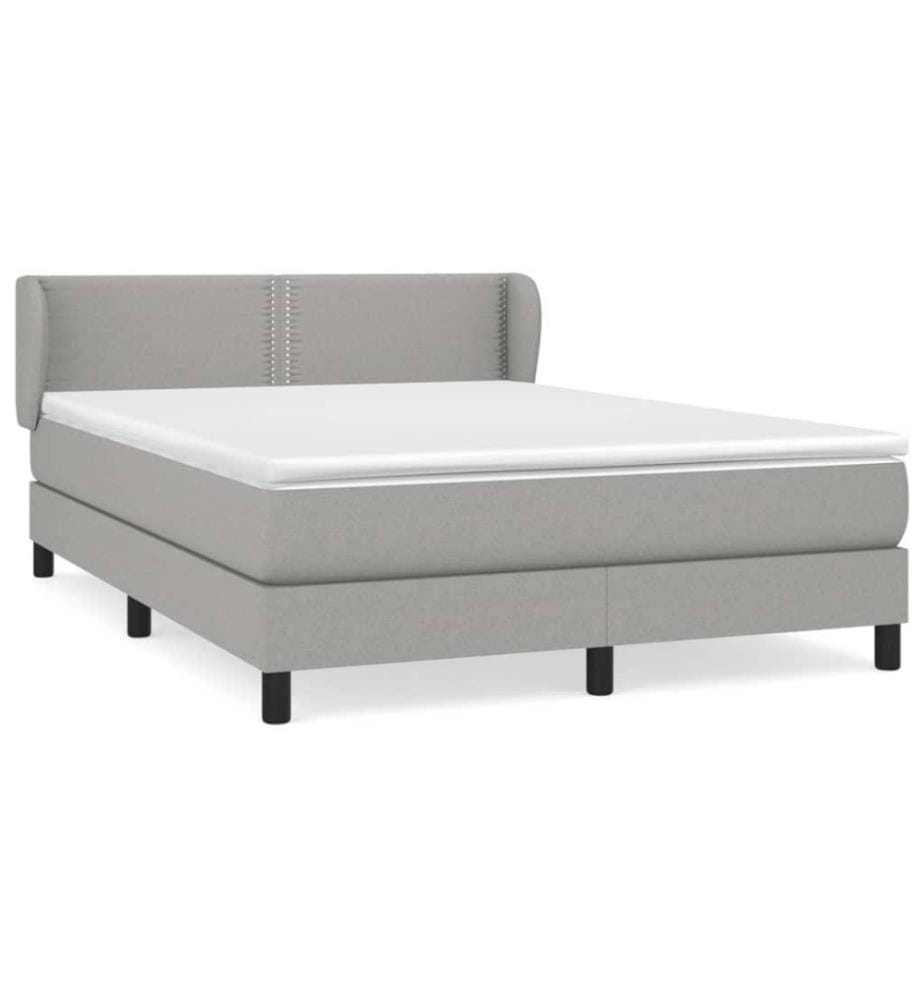 Boxspringbett mit Matratze Hellgrau 140x200 cm Stoff
