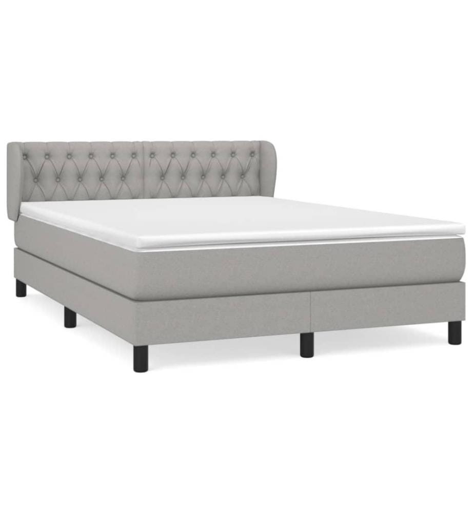 Boxspringbett mit Matratze Hellgrau 140x200 cm Stoff