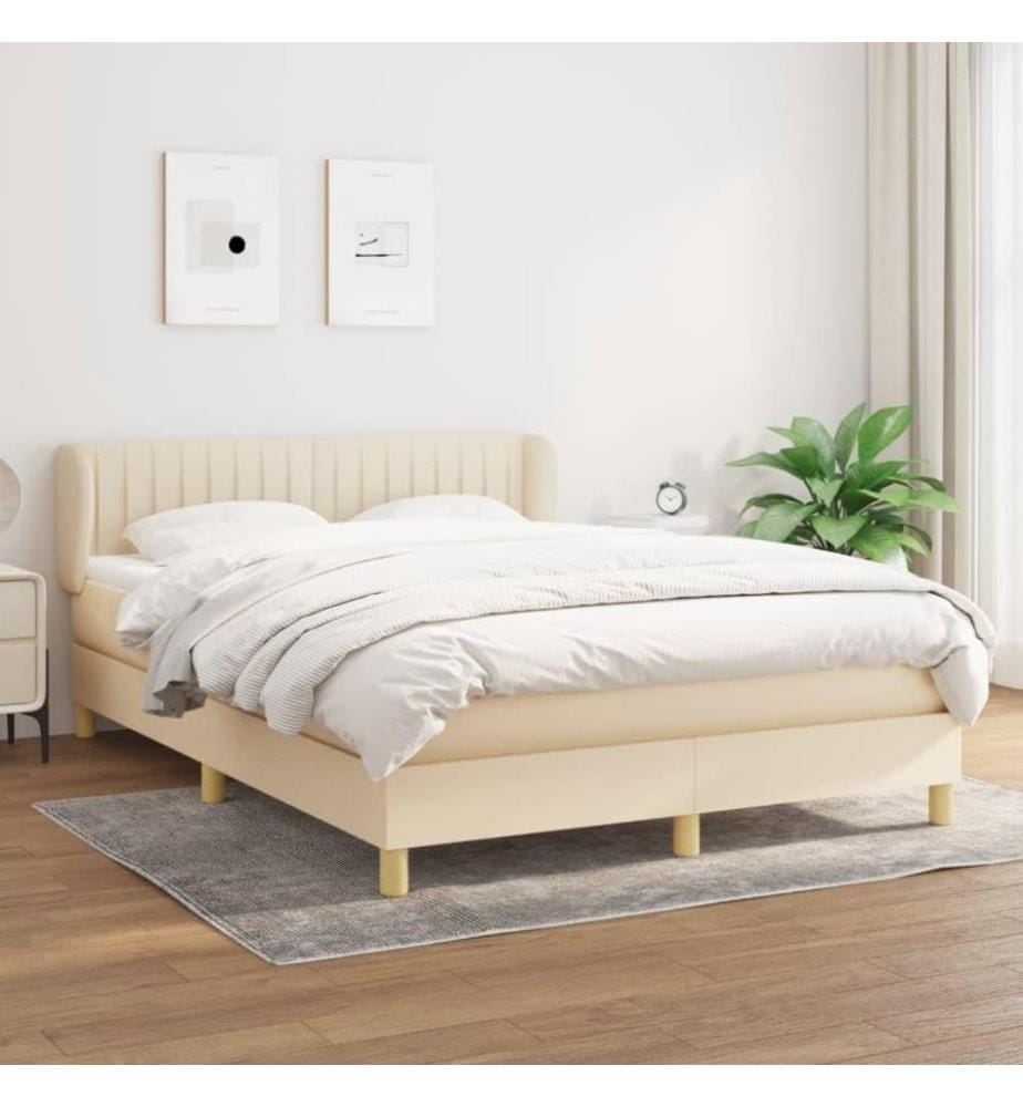 Boxspringbett mit Matratze Creme 140x200 cm Stoff