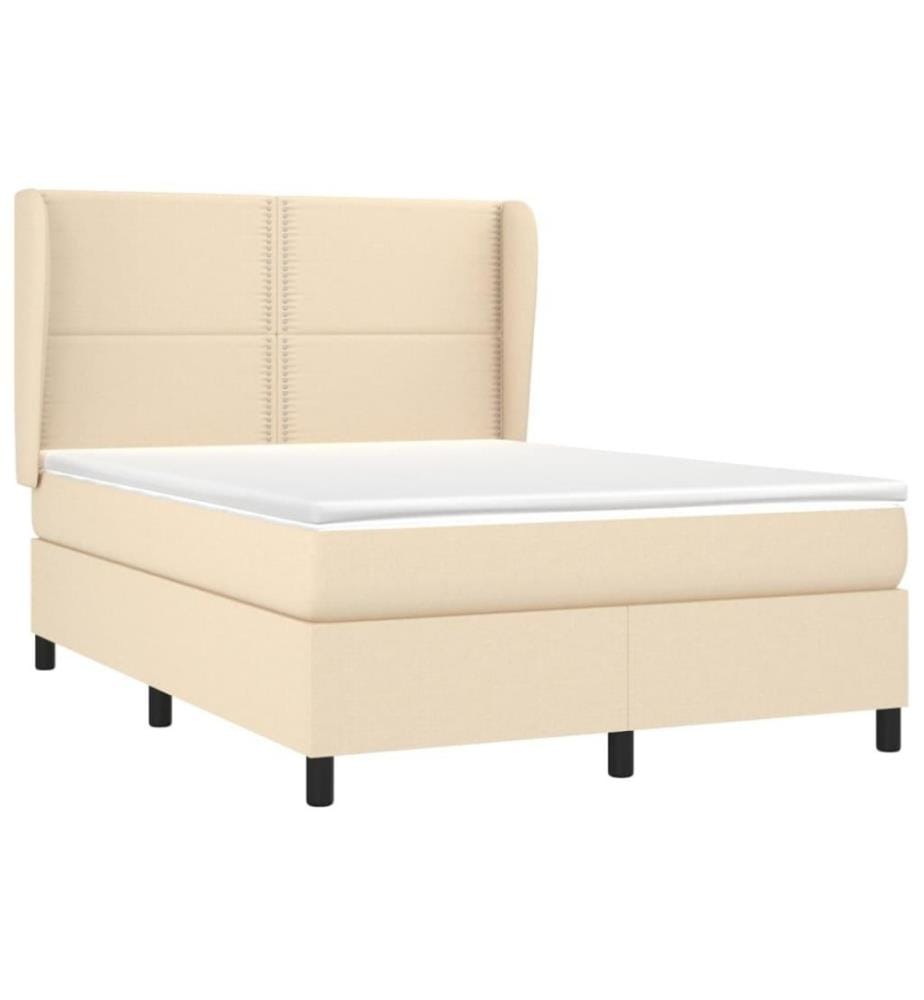 Boxspringbett mit Matratze Creme 140x200 cm Stoff