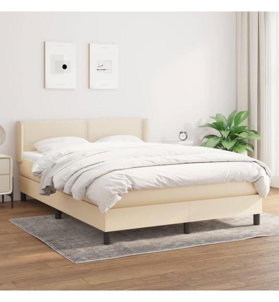Boxspringbett mit Matratze Creme 140x200 cm Stoff