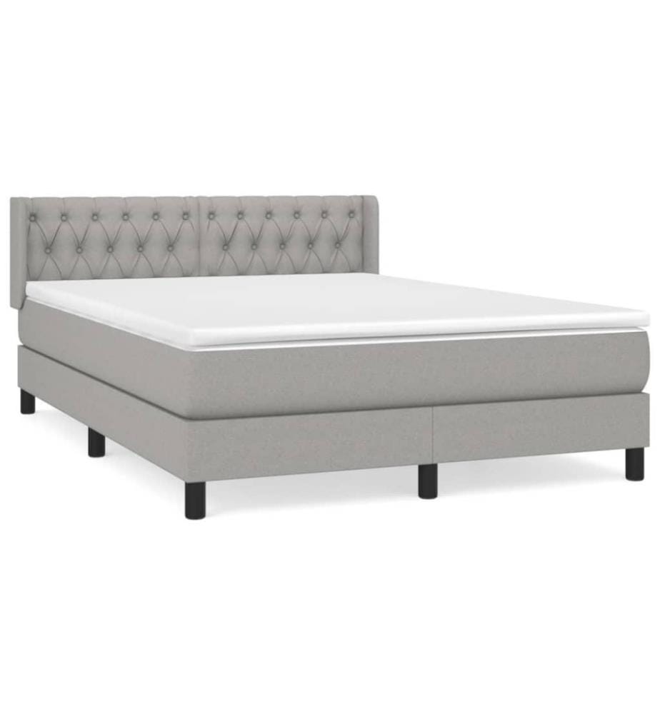 Boxspringbett mit Matratze Hellgrau 140x200 cm Stoff