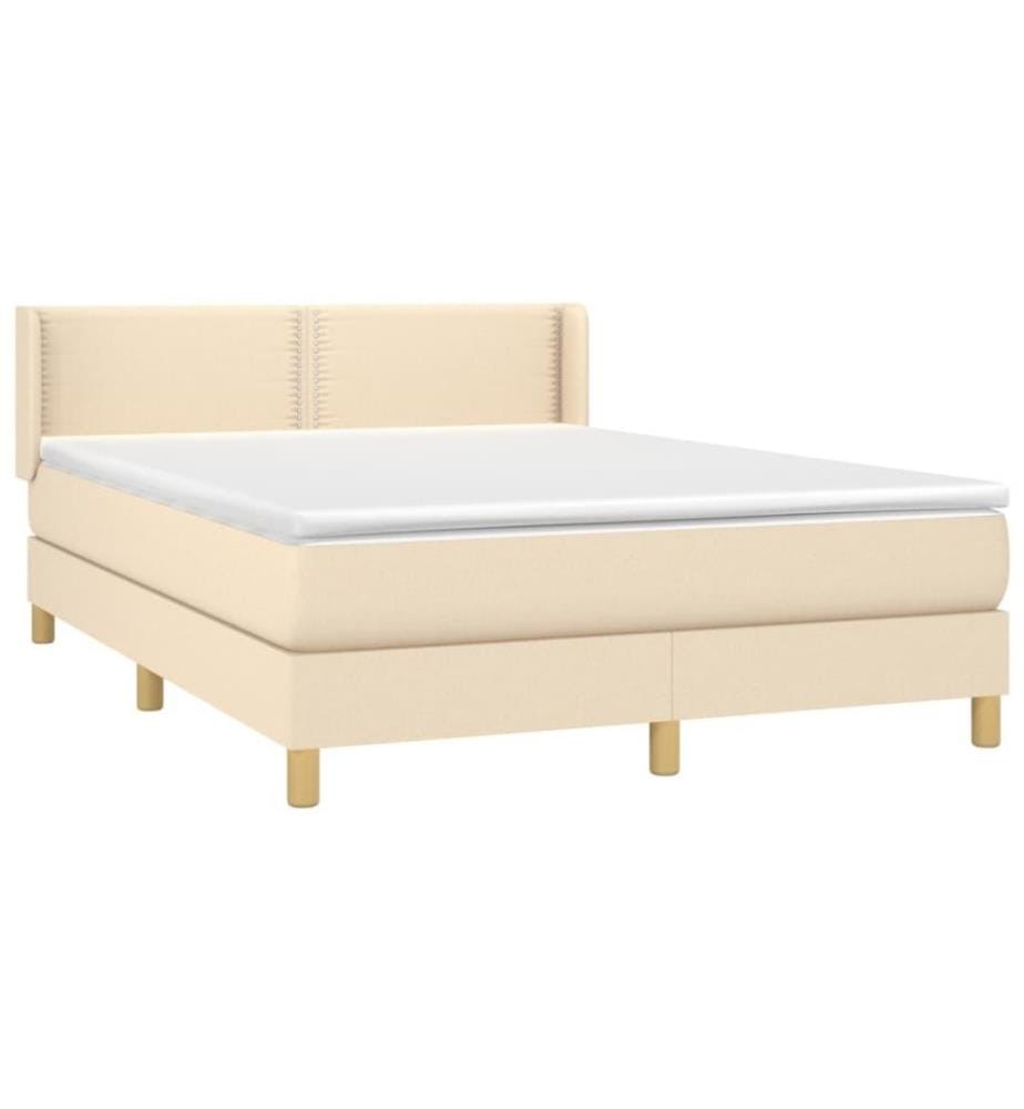 Boxspringbett mit Matratze Creme 140x200 cm Stoff