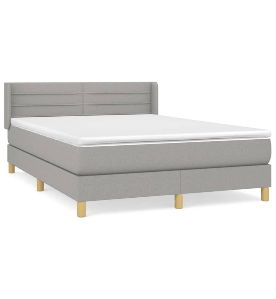 Boxspringbett mit Matratze Hellgrau 140x200 cm Stoff