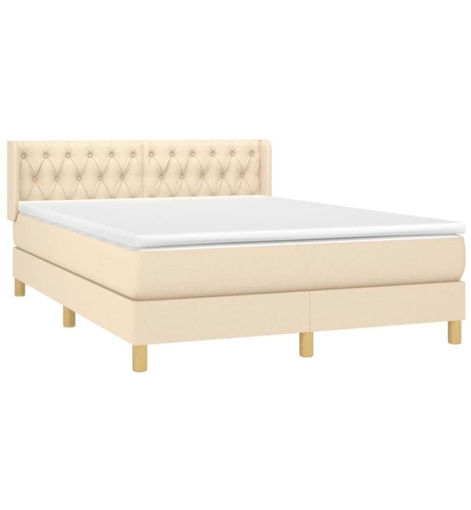 Boxspringbett mit Matratze Creme 140x200 cm Stoff