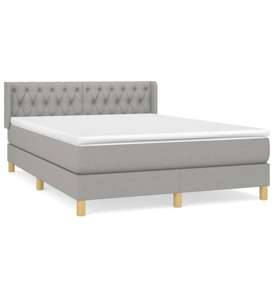 Boxspringbett mit Matratze Hellgrau 140x200 cm Stoff