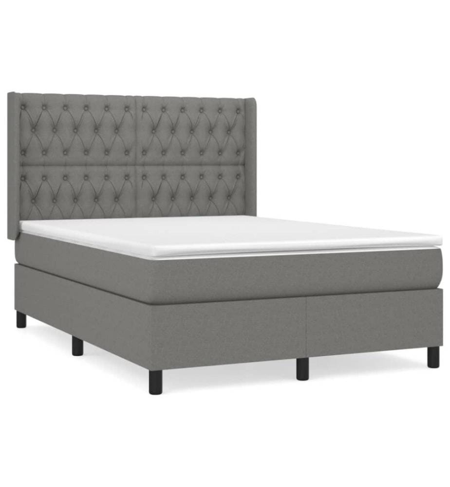 Boxspringbett mit Matratze Dunkelgrau 140x200 cm Stoff
